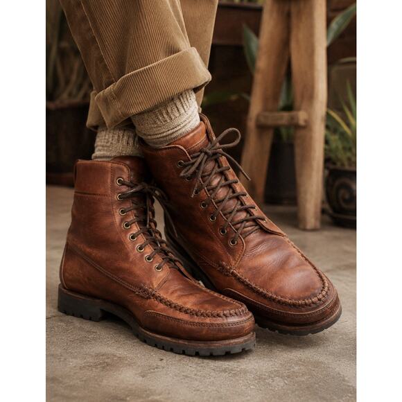 Vintage Cole Haan Brown Leather Moc Toe Hiking Work Boots Men’s 10M Made Brazil main image 5